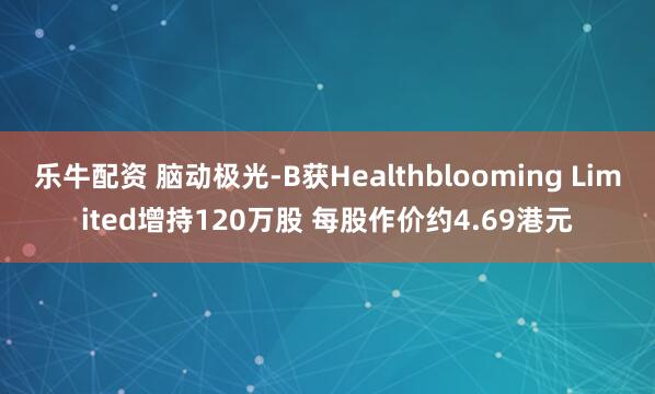 乐牛配资 脑动极光-B获Healthblooming Limited增持120万股 每股作价约4.69港元